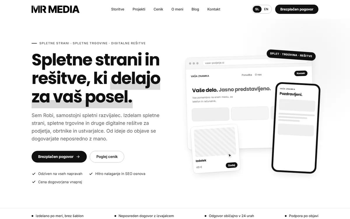 Domača stran MR Media na računalniku