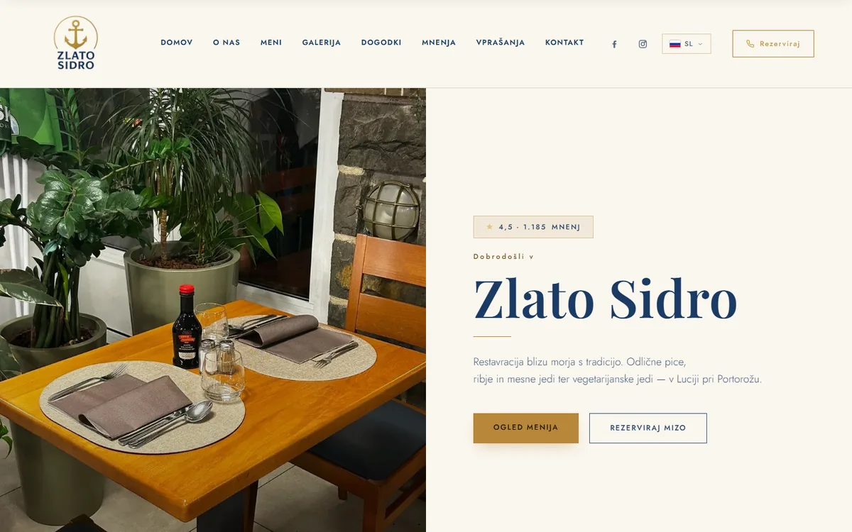 Domača stran Zlato Sidro na računalniku